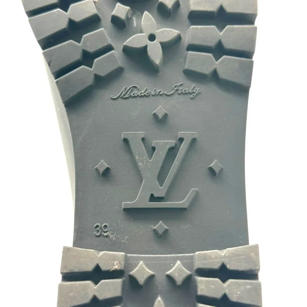 Louis Vuitton Black Shiny Rubber Embossed Monogram Rain Boots